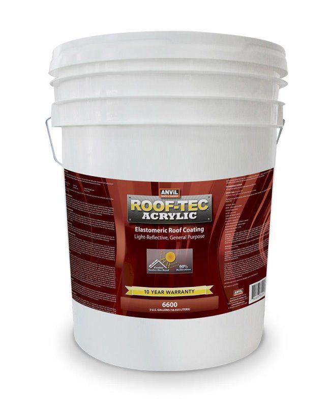 6600 Roof-Tec Acrylic White Elastomeric Roof Coating 5 Gallon