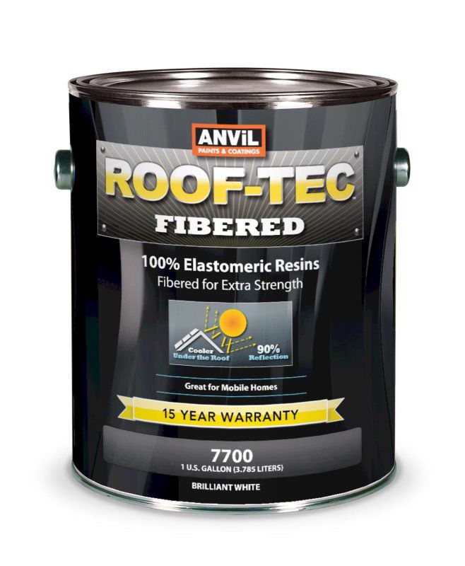 7700 Roof-Tec Fibered White Elastomeric Roof Coating 1 Gallon